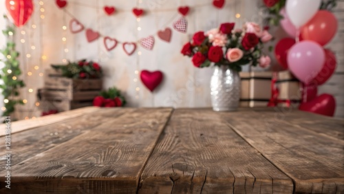 Obraz na płótnie Rustic Wooden Table Valentines Day Background w salonie
