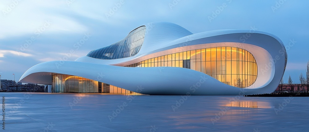 Captivating Architectural Marvel of Modern Design a White Building with Glass Facade and Smooth Lines Against a Blue Sky a Showcase of Innovation and Artistry Captivating Architectural Marvel of Modern Design a White Building with Glass Facade and Smooth Lines Against a Blue Sky a Showcase of Innovation and Artistry