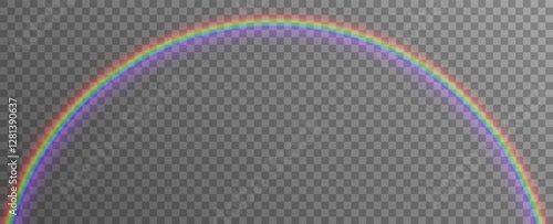 colorful rainbow  a transparent background, accompanied by a shining sun. This cheerful image is ideal for designs related to nature, happiness, and positivity.