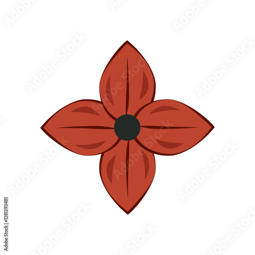 A flower in red tones on a white background