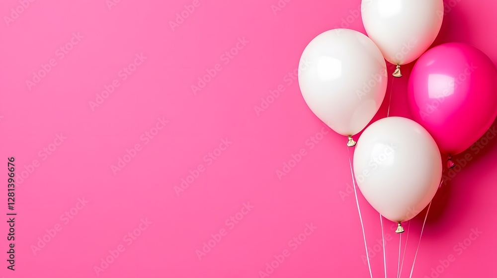 Pink and White Balloons on Pink Background Party Celebration Image Pink and White Balloons on Pink Background Party Celebration Image