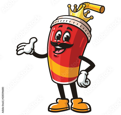 King of Soft drink cup character mascot cartoon