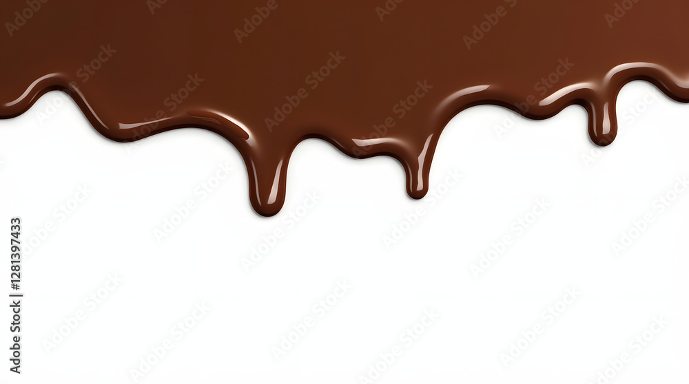 Rich, Glossy Chocolate Dripping in a Smooth, Mouthwatering Flow, Evoking Indulgence and Sweet Delight Rich, Glossy Chocolate Dripping in a Smooth, Mouthwatering Flow, Evoking Indulgence and Sweet Delight