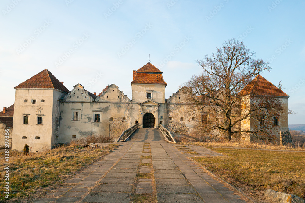 Svirzh Castle, Ukraine. It is a fortified aristocratic residence in Lviv region. It was originally built by the Swirski noble family in the 15th century. Svirzh Castle, Ukraine. It is a fortified aristocratic residence in Lviv region. It was originally built by the Swirski noble family in the 15th century.
