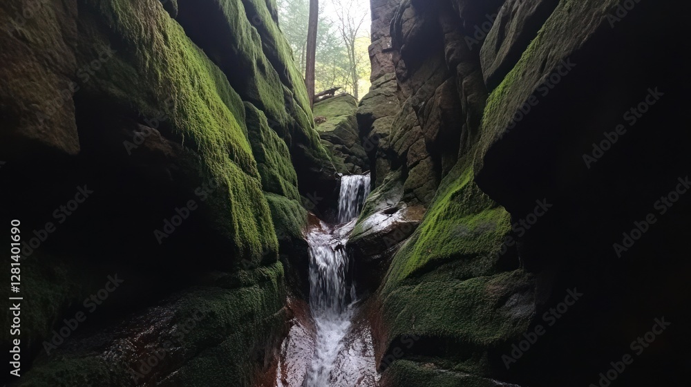 Fototapeta premium Mossy Gorge Waterfall Scenic Nature Beauty