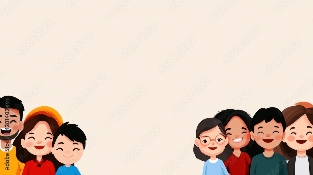 Diverse Group of Happy Children Smiling in Front of Light Background Diverse Group of Happy Children Smiling in Front of Light Background