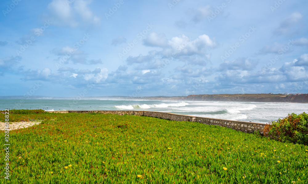 Coast line of a small village in portugal called Peniche