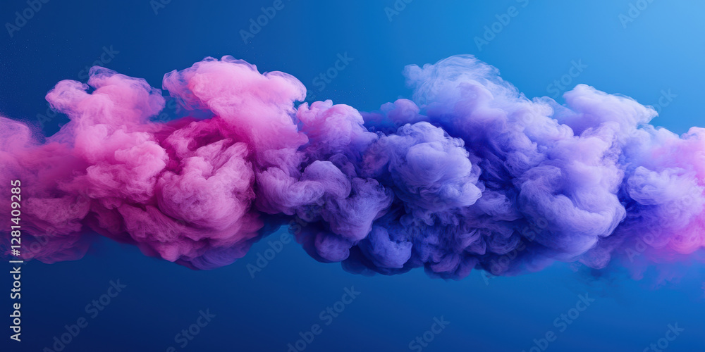 Fototapeta premium A Holi festival. Vibrant pink and purple smoke clouds swirling in air create stunning visual effect