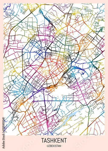 Wallpaper Mural Tashkent Uzbekistan City Map, downtown tourism, house art travel, scenic metropolis concept, travel art city, patriotic abstract banner Torontodigital.ca