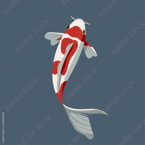 Isolated Japanese Koi Fish Vector – Elegant Nishikigoi Illustration