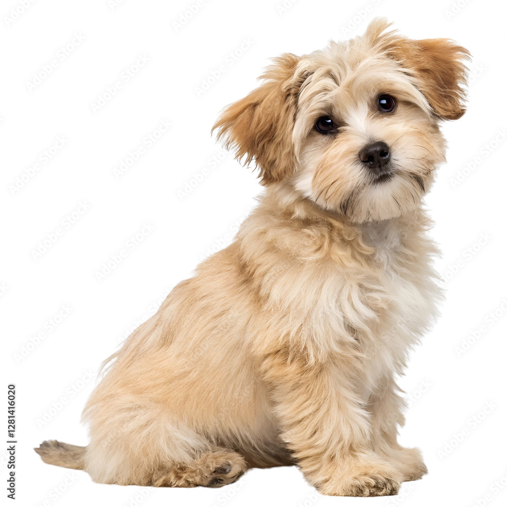 Puppy Havanese dog sitting isolated on a transparent background Puppy Havanese dog sitting isolated on a transparent background