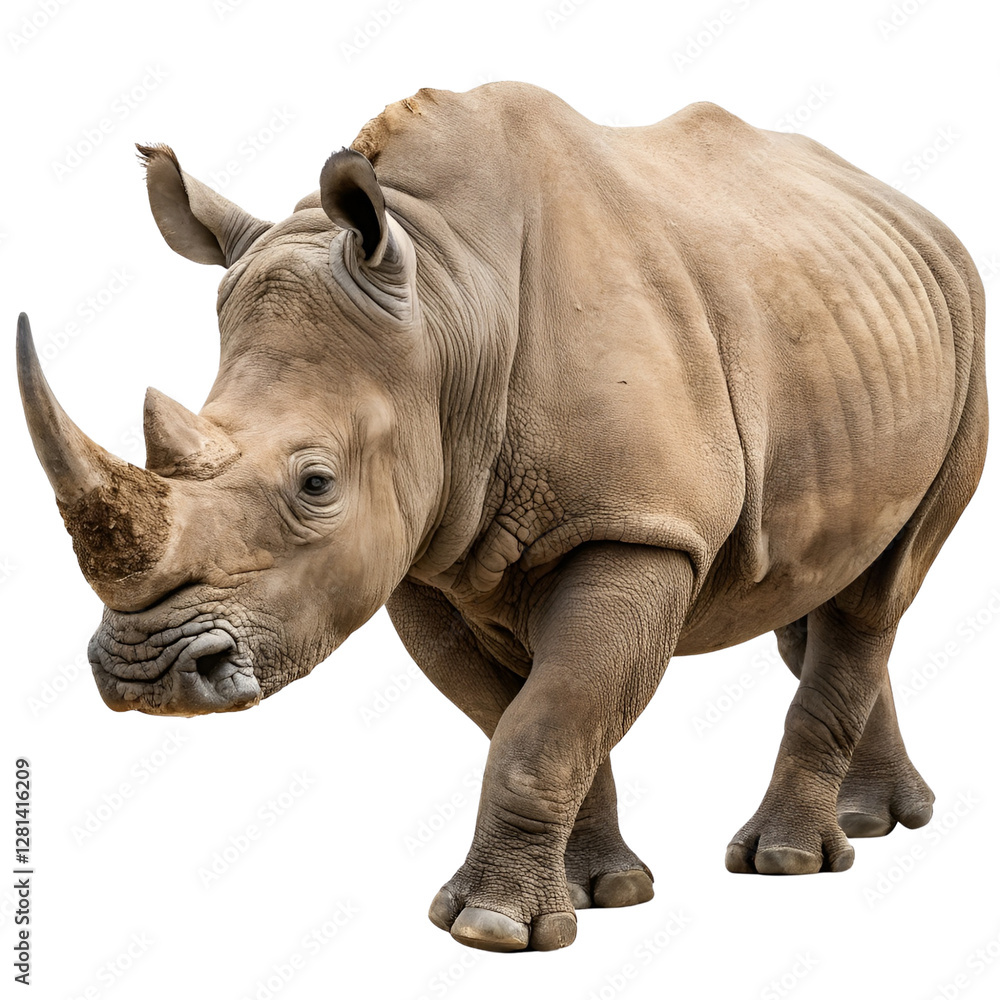 Obraz premium Adult rhino isolated on a transparent background