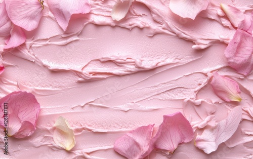 Wallpaper Mural A serene composition of pink cream, flower petals, and leaves, creating a refreshing and natural skincare aesthetic Torontodigital.ca