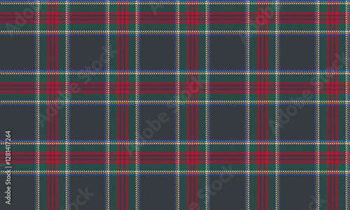Seamless plaid pattern, grey, green, red, white, for designing clothes such as skirts, pants, adding uniqueness and brightness to your outfit perfectly.