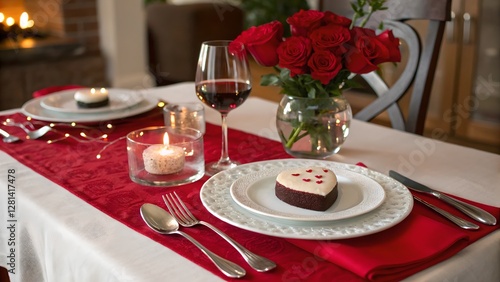 Romantic Valentine's Day Dinner Table Setting