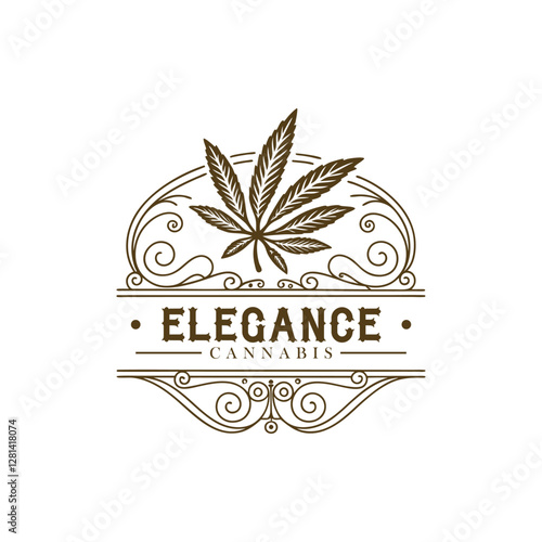 Retro Cannabis Logo Template with Elegant Typography