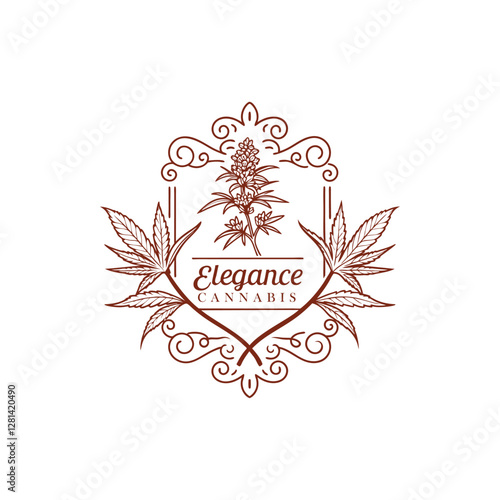 Classic Cannabis Label Design with Ornamental Details