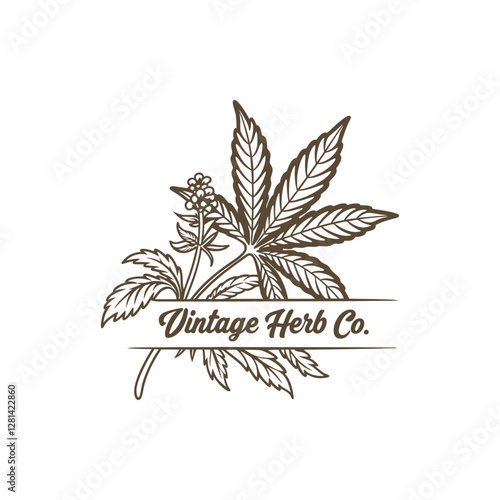 Elegant Cannabis Logo Template with Vintage Floral Ornaments