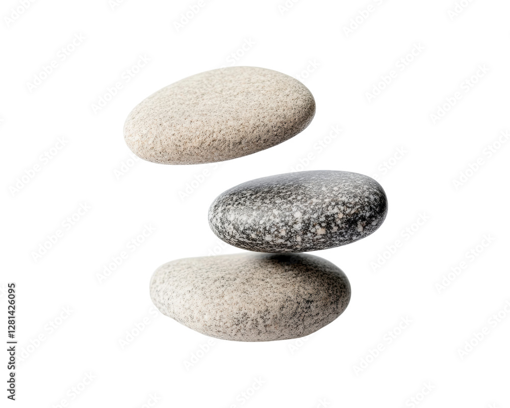 Smooth Natural Stones in Neutral Colors Arranged in Balanced Composition on Transparent Background Smooth Natural Stones in Neutral Colors Arranged in Balanced Composition on Transparent Background