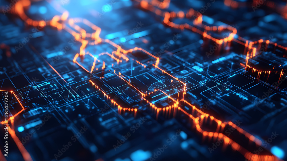 Digital chain glows brilliantly, linking to complex matrix secure data connections signify advanced innovation Digital chain glows brilliantly, linking to complex matrix secure data connections signify advanced innovation