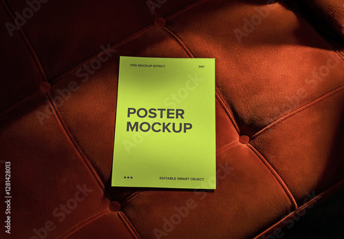 Mockup of Poster on Velvet Couch