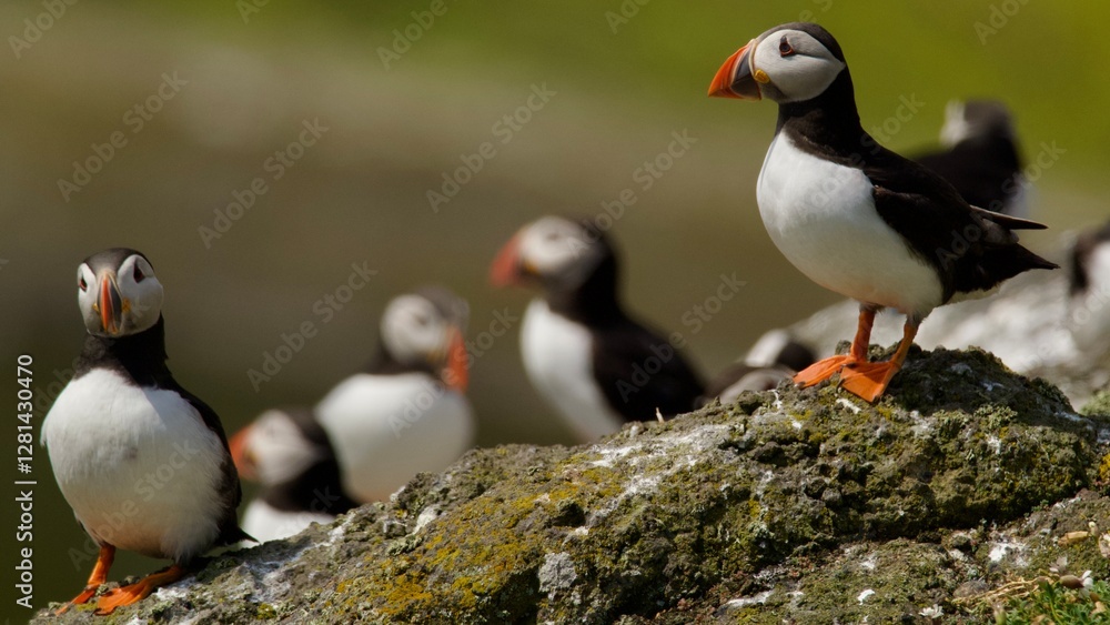 Fototapeta premium Atlantic Puffin on rocks
