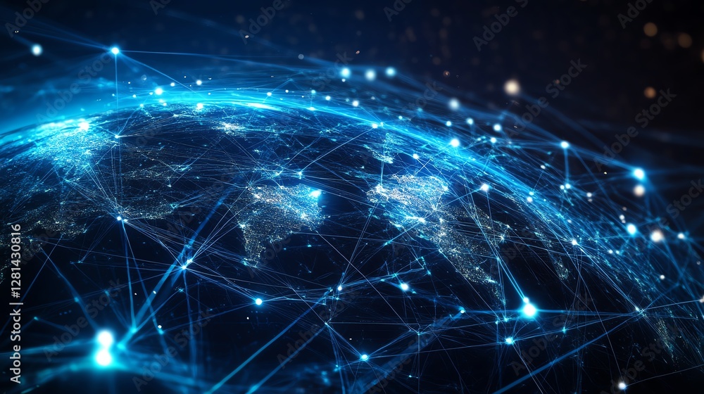 A digital internet network spanning across the world, representing global business connections, international financial strategies, and worldwide economic growth A digital internet network spanning across the world, representing global business connections, international financial strategies, and worldwide economic growth