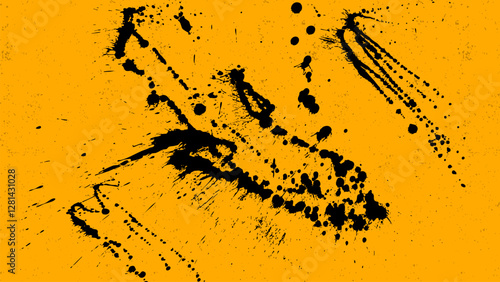 The yellow background splashed with black ink looks dirty and messy.