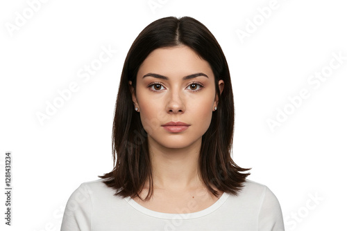 portrait of a young woman, ID photo,  isolated on transparent background