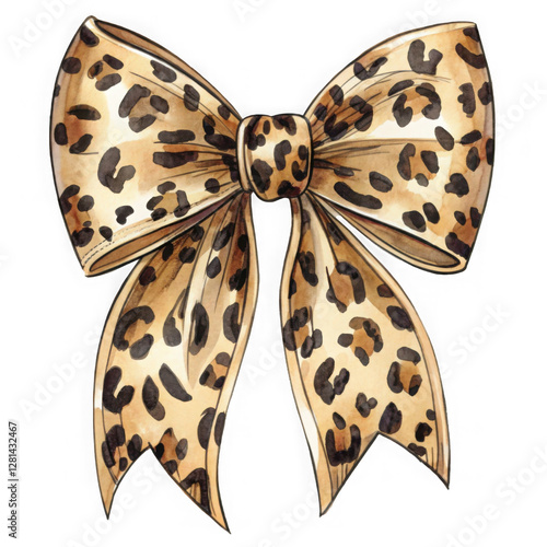 Coquette Bow Leopard, Cheetah Coquette Bow. Preppy bow with leopard pattern transparent background