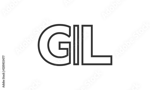 GIL logo design template with strong and modern bold text. Initial based vector logotype featuring simple and minimal typography. Trendy company identity.