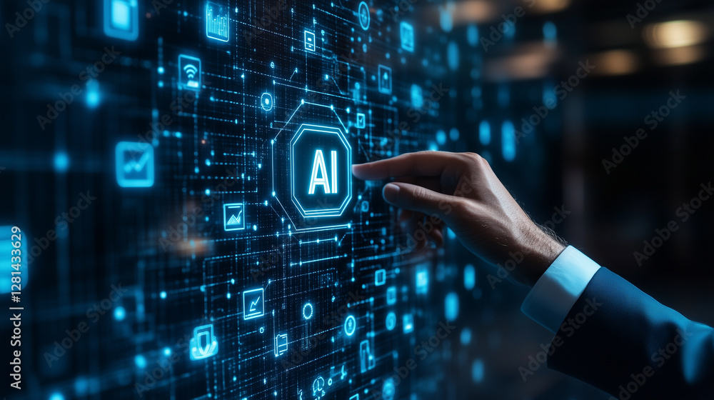 AI business and artificial intelligence. Data analysis and robotic process automation. an AI business and artificial intelligence. Data analysis and robotic process automation. an