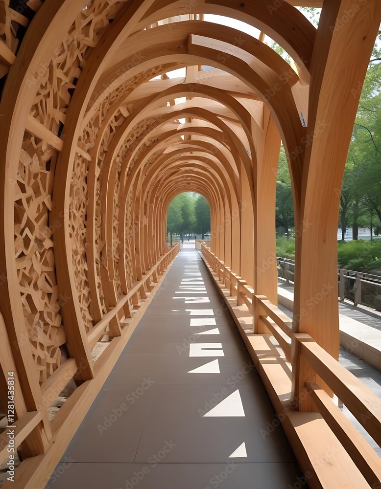 Obraz premium A wooden structure with an intricate walkway of wood