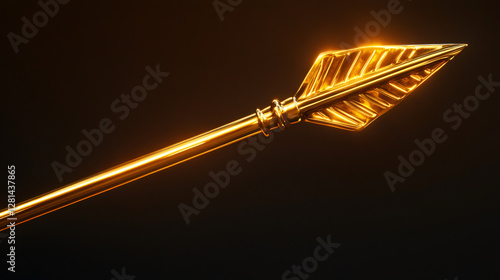 Golden metallic arrow pointing upward, symbolizing success, achievement, progress, aspiration