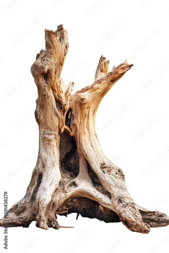 Isolated Large Weathered Tree Stump Isolated Large Weathered Tree Stump