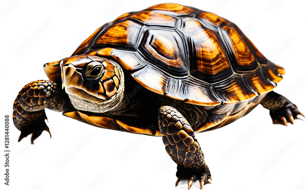 Fototapeta premium A detailed tortoise shell with natural patterns, isolated on a empty plain background