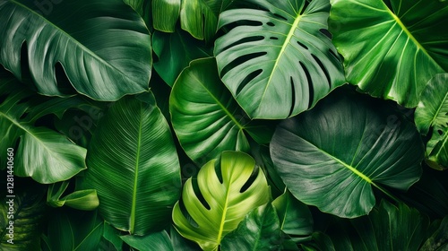 Wallpaper Mural Elegant tropical leaf wallpaper featuring luxurious monstera and banana leaves, intricate pattern design with lush greenery and rich textures Torontodigital.ca