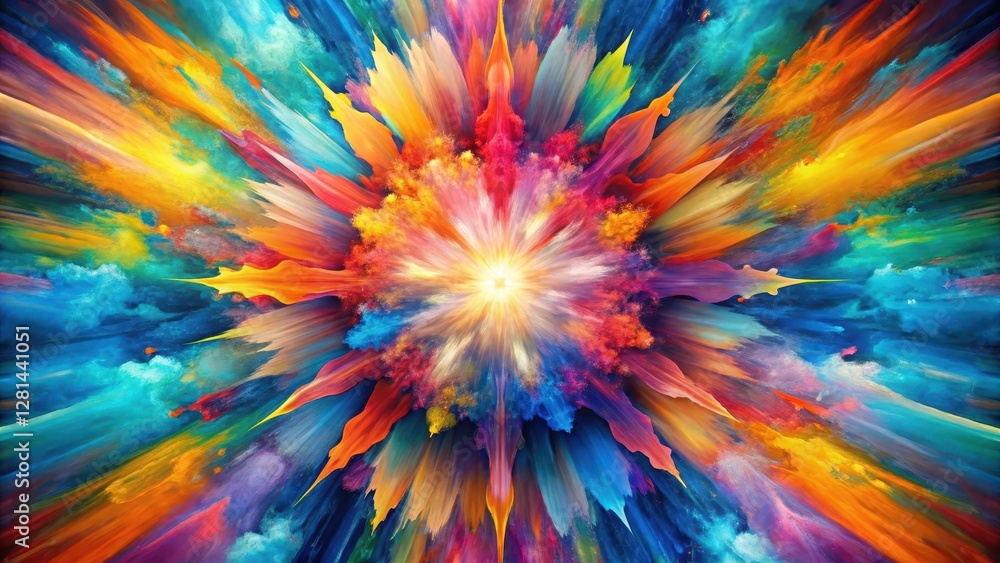 artistic explosion on canvas, vibrant hues artistic explosion on canvas, vibrant hues