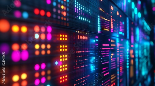 Wallpaper Mural Colorful Data Center Server Racks Displaying Digital Information Torontodigital.ca