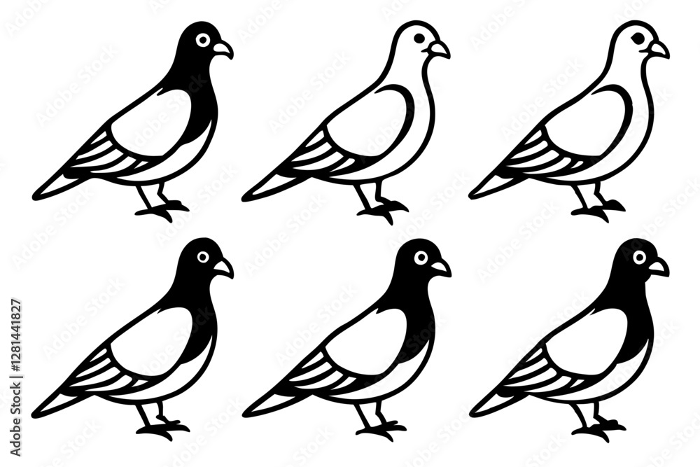 Elegant Pigeon Outline Design Elegant Pigeon Outline Design