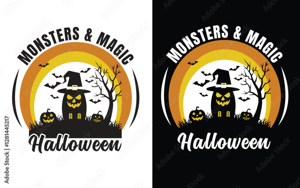 Fototapeta premium Halloween t-shirt(vector illustration of halloween pumpkin)