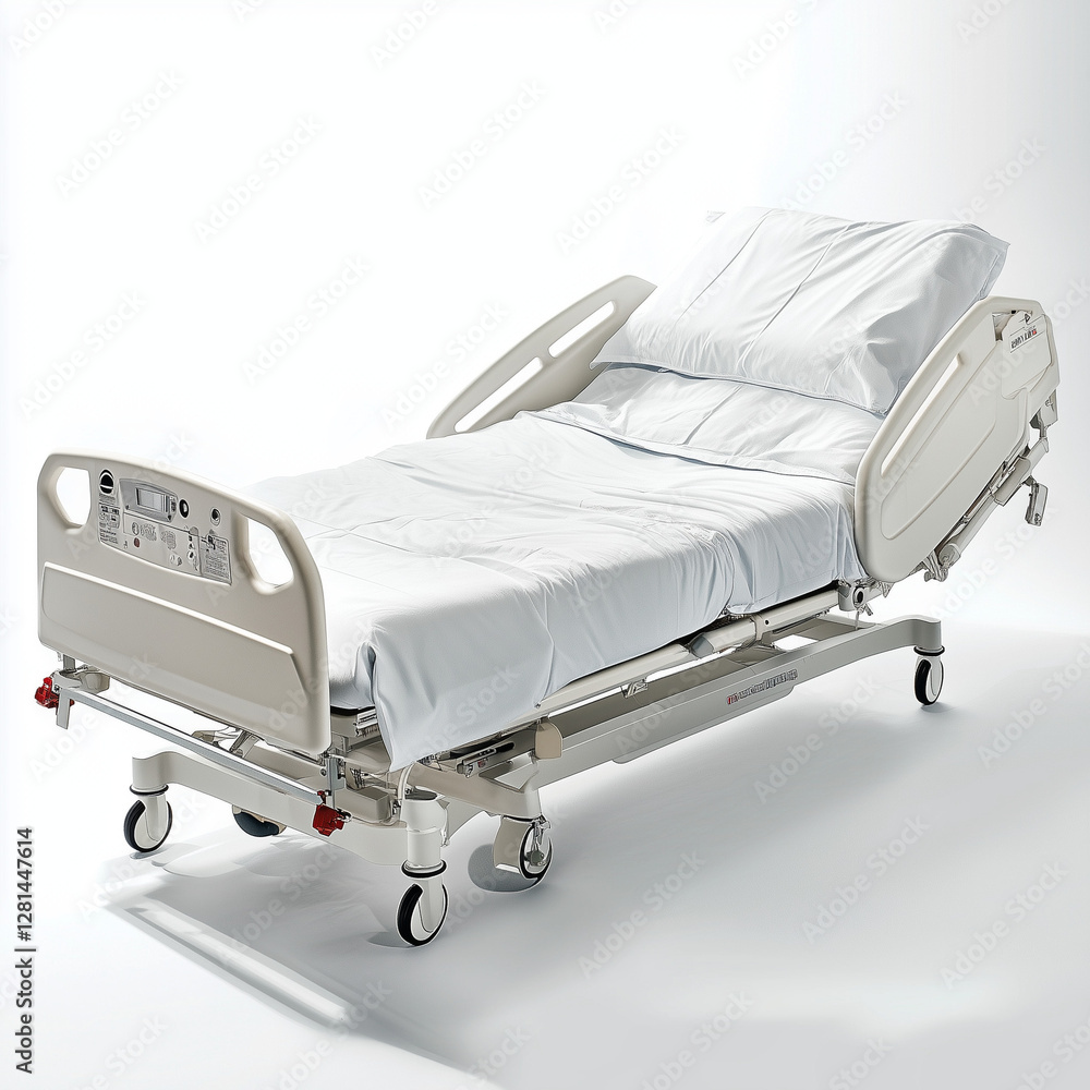 Fototapeta premium Hospital bed on a white background