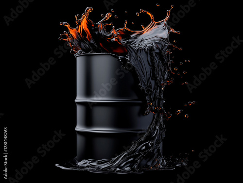 Black Barrel with Dark Liquid Splash