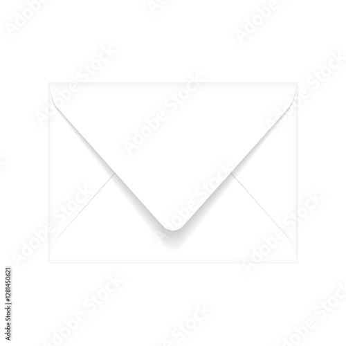 White slightly open envelope mockup template. Euro flap luxury mailing envelope for wedding, invitations, graduation, birthday, party and more. Ready to use for your design or business.