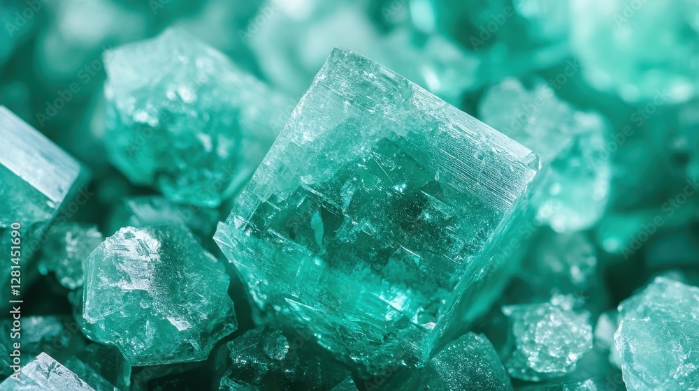 Teal salt crystals close-up, macro texture Teal salt crystals close-up, macro texture