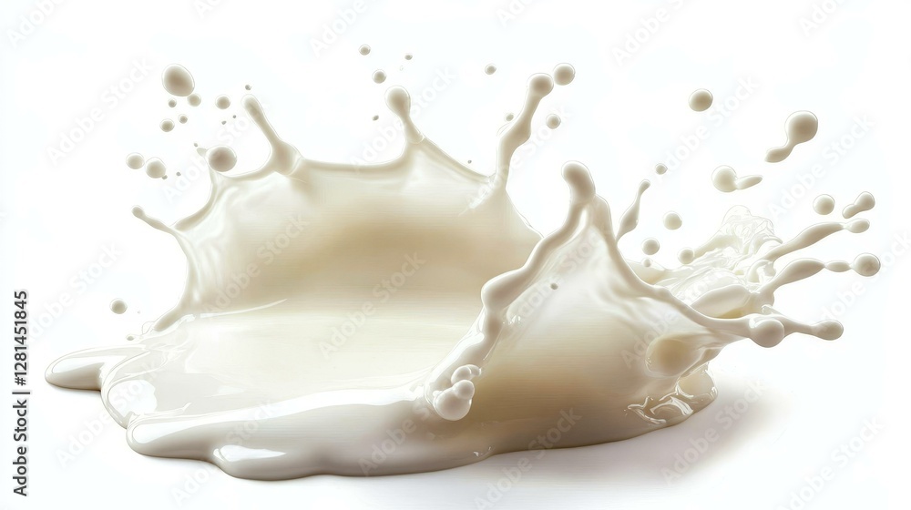 Milk Splash Illustration on White Background Milk Splash Illustration on White Background