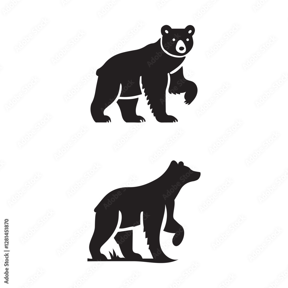 Obraz premium Vector bear silhouette isolated on white background