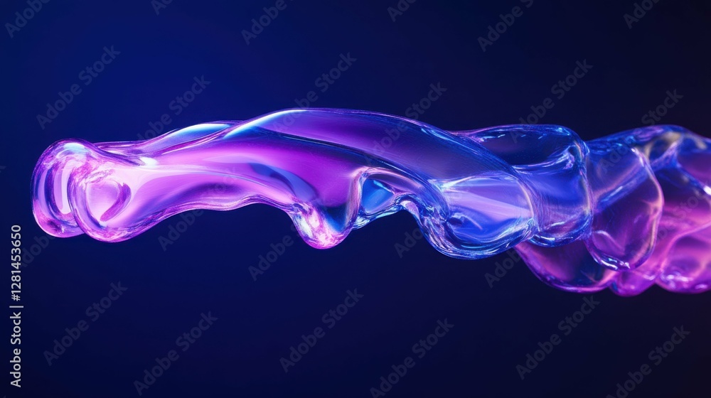 Obraz premium Tridimensional Abstract Fluid Shapes in Shades of Purple and Blue