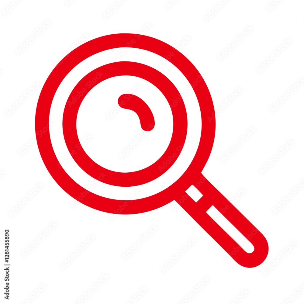 Magnifying glass icon in bold red color with thick outlines Magnifying glass icon in bold red color with thick outlines