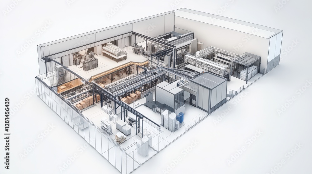 A white and grey building with a lot of windows and a lot of space A white and grey building with a lot of windows and a lot of space